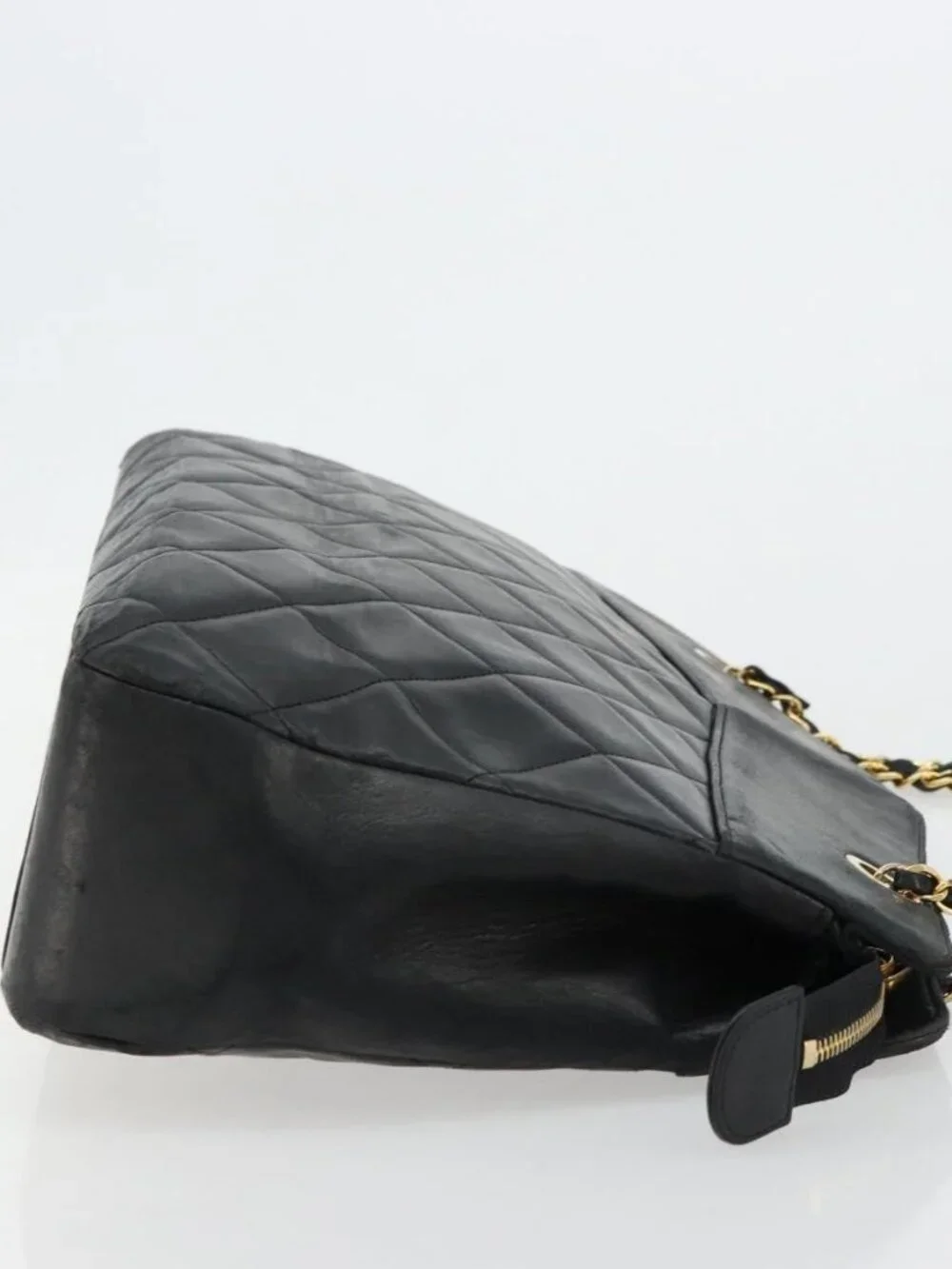 CHANEL Matelasse Chain Shoulder Bag Lamb Skin Black Gold CC Auth bs35173